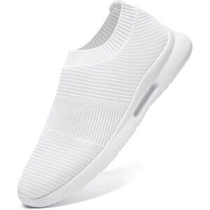 Mens Slip On Walking Shoes Mens Running White Mesh Breathable Tennis Sneakers